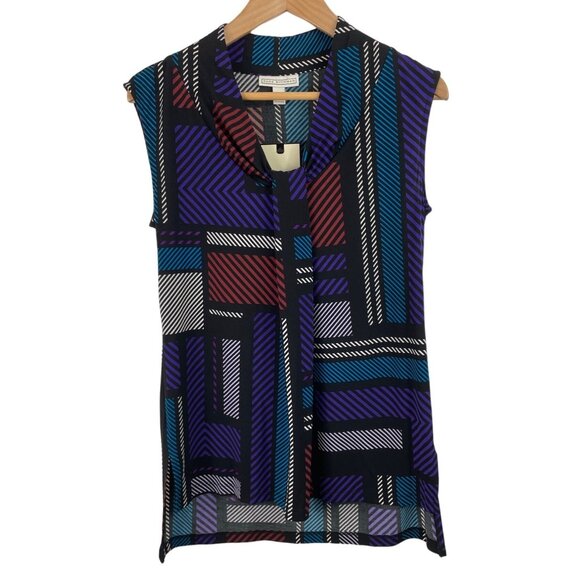 Dana Buchman Womens Size Small Multicolor Geometric Print Blouse Sleeveless - Picture 1 of 9